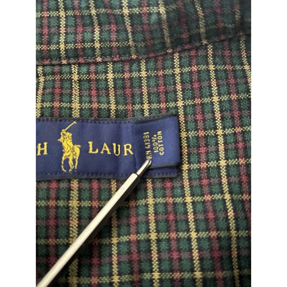 Polo Ralph Lauren Oxford Dress Shirt Men's SZ Large Plaid Long Sleeve Button Up
